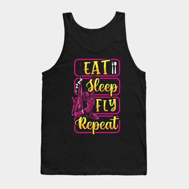 Funny Eat Sleep Fly Repeat Aerial Yoga Silks Tank Top by theperfectpresents